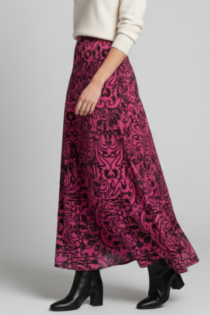 Dakota | Jupe longue imprimée pour femme – Jupe longue à taille haute et coupe trapèze