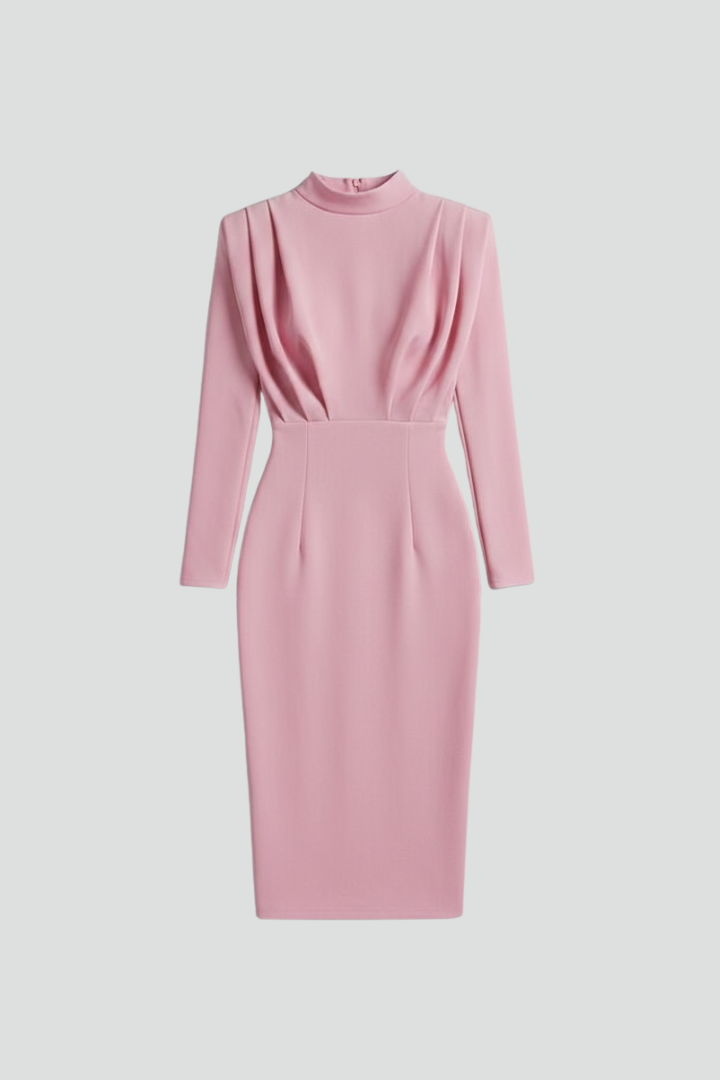Clarissa | Robe longue à col montant pour femme – Robe à manches longues arrivant aux chevilles