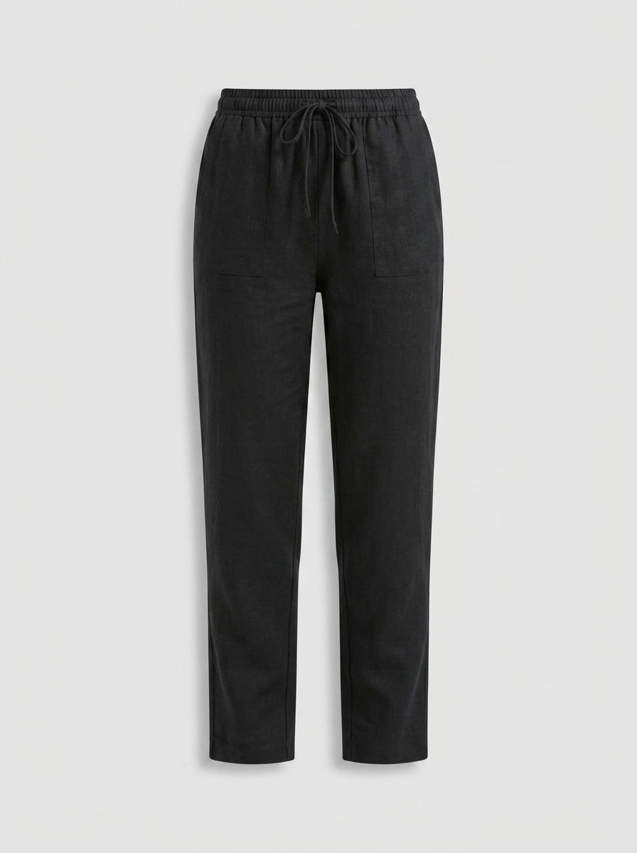 Leonora | Pantalon pour femme en mélange de lin – Pantalon à coupe droite avec taille élastiquée