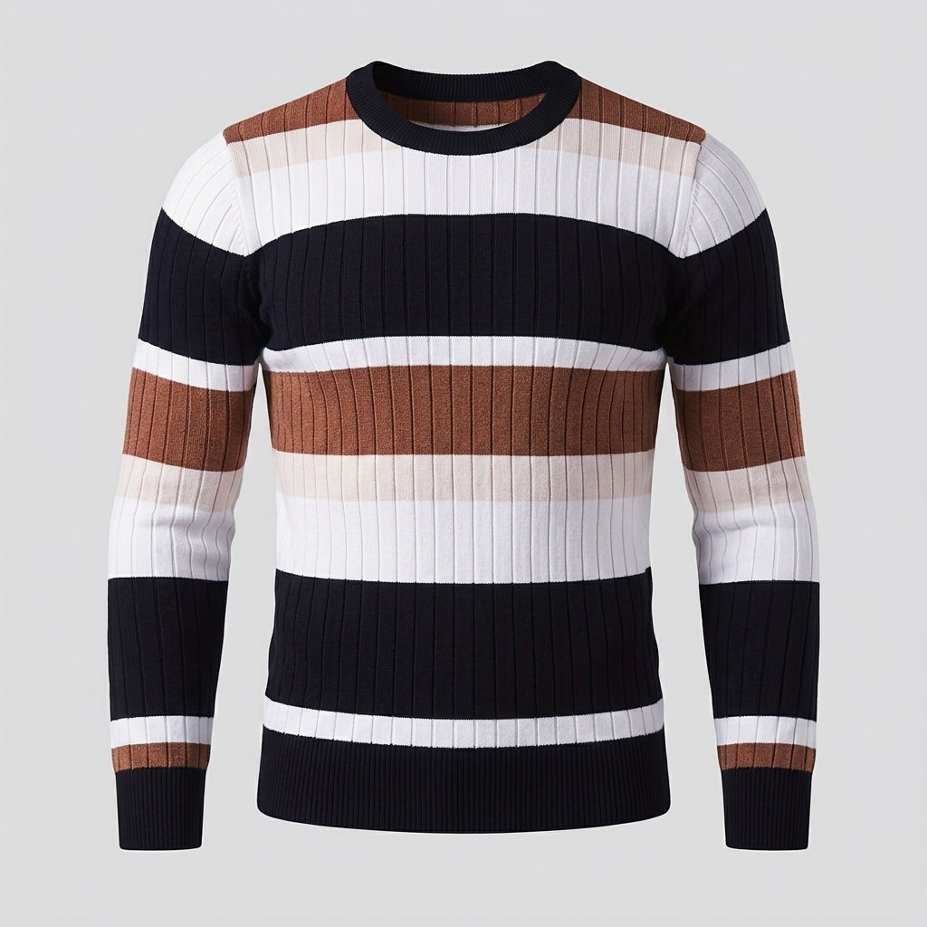 Azriel | Pull rayé à blocs de couleur pour femme – Tricot côtelé