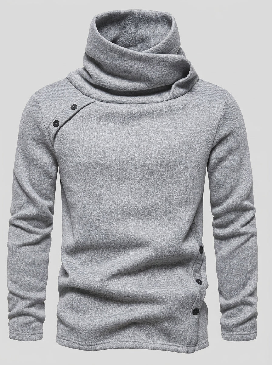 Arvid | Pull en maille texturée pour homme – Pull à col boutonné et manches longues