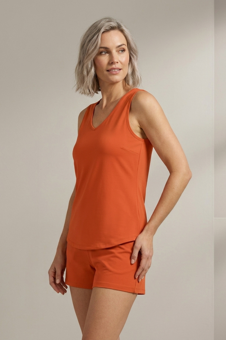 Sabrina | Ensemble assorti pour femme – Tunique sans manches à col en V et short à poche avec taille élastiquée, tenue décontractée 2 pièces à la coupe ample pour se détendre