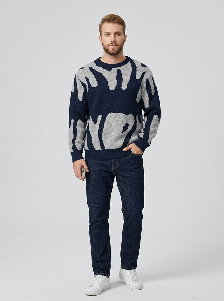 Rafferty | Pull en maille à lettres pour homme – col rond, coupe classique, pull décontracté