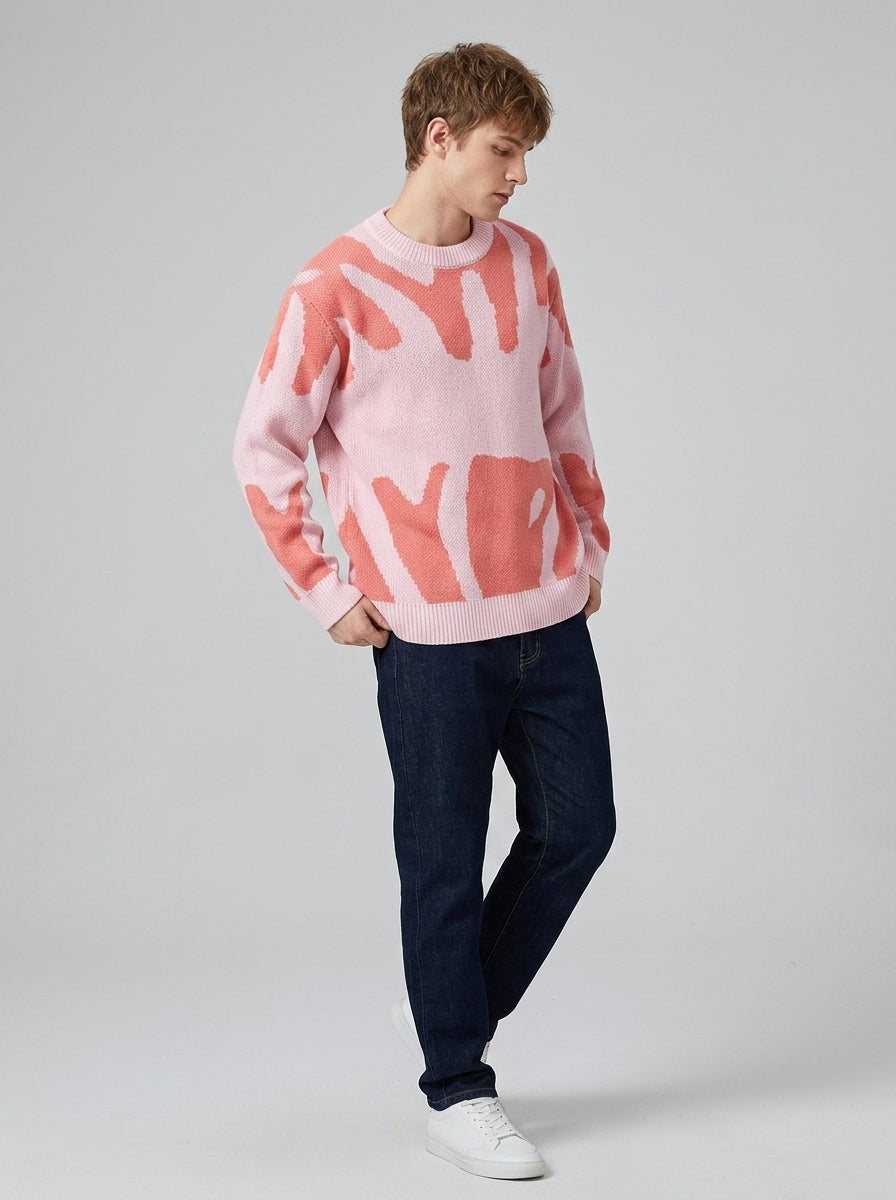 Rafferty | Pull en maille à lettres pour homme – col rond, coupe classique, pull décontracté