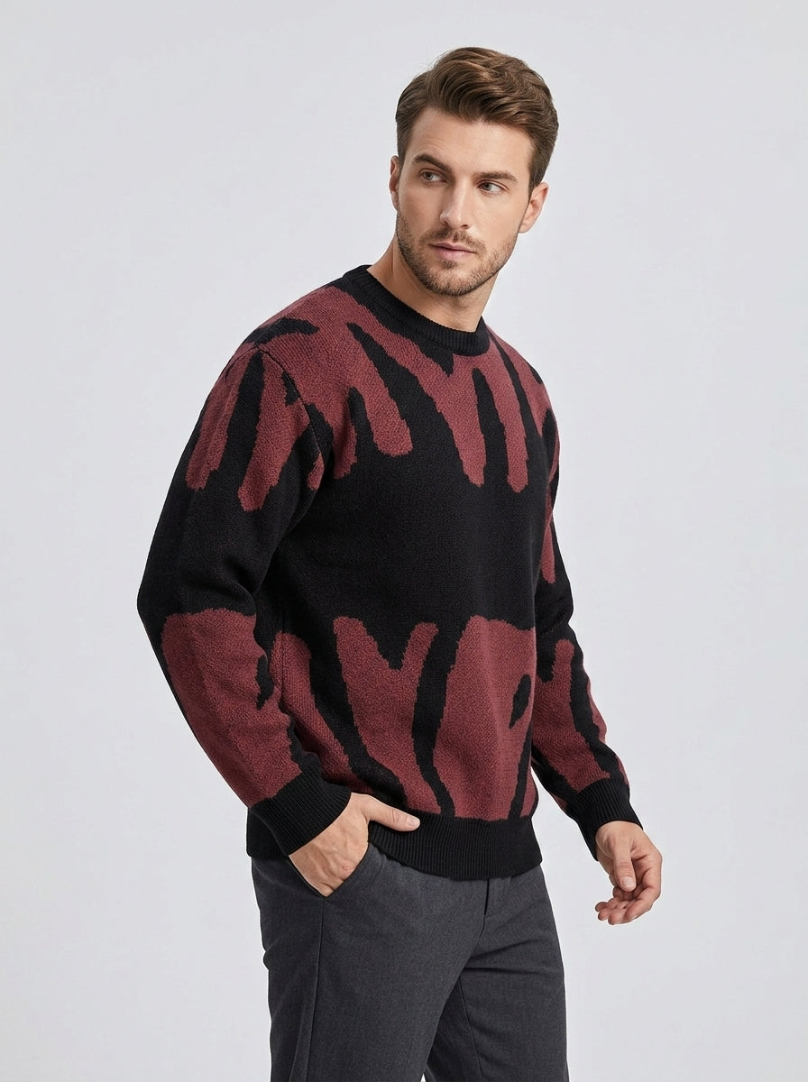 Rafferty | Pull en maille à lettres pour homme – col rond, coupe classique, pull décontracté