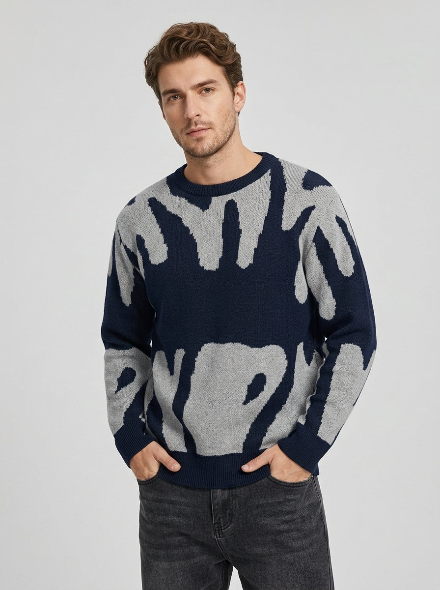 Rafferty | Pull en maille à lettres pour homme – col rond, coupe classique, pull décontracté