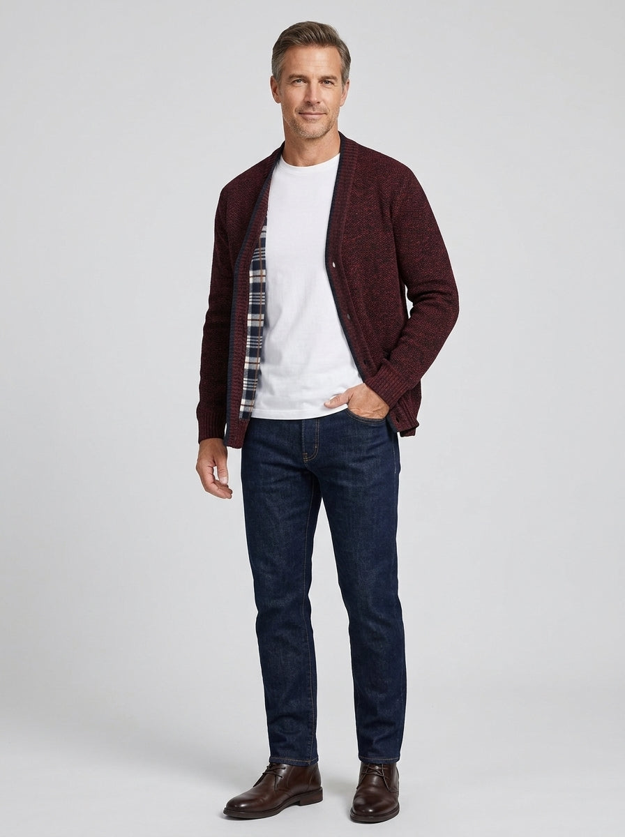 Luca | Cardigan en maille à col en V pour homme – manches longues, fermeture à boutons sur le devant, poches