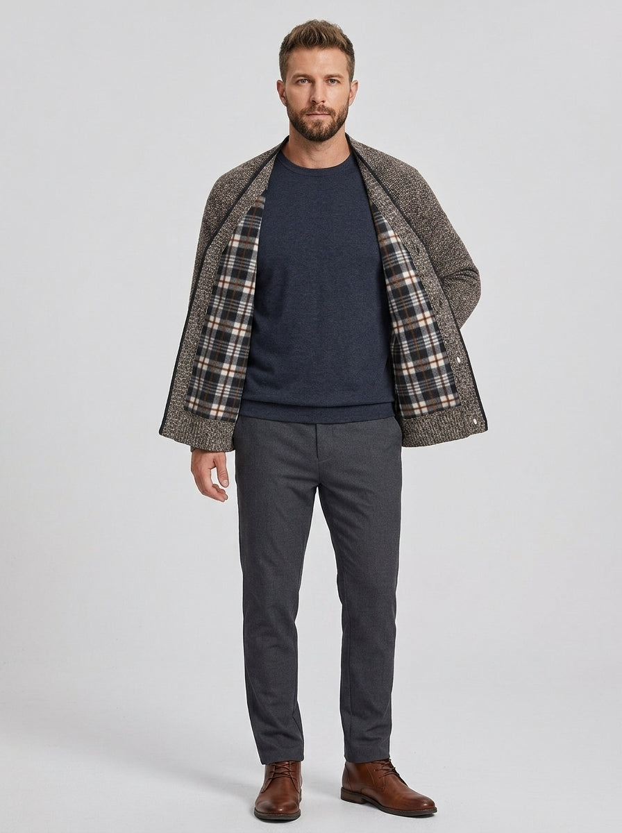 Luca | Cardigan en maille à col en V pour homme – manches longues, fermeture à boutons sur le devant, poches