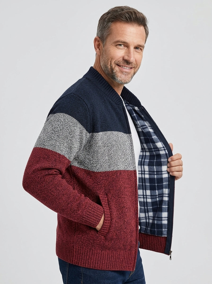 Caspian | Veste polaire à col montant pour homme – Motifs colorés, fermeture à glissière