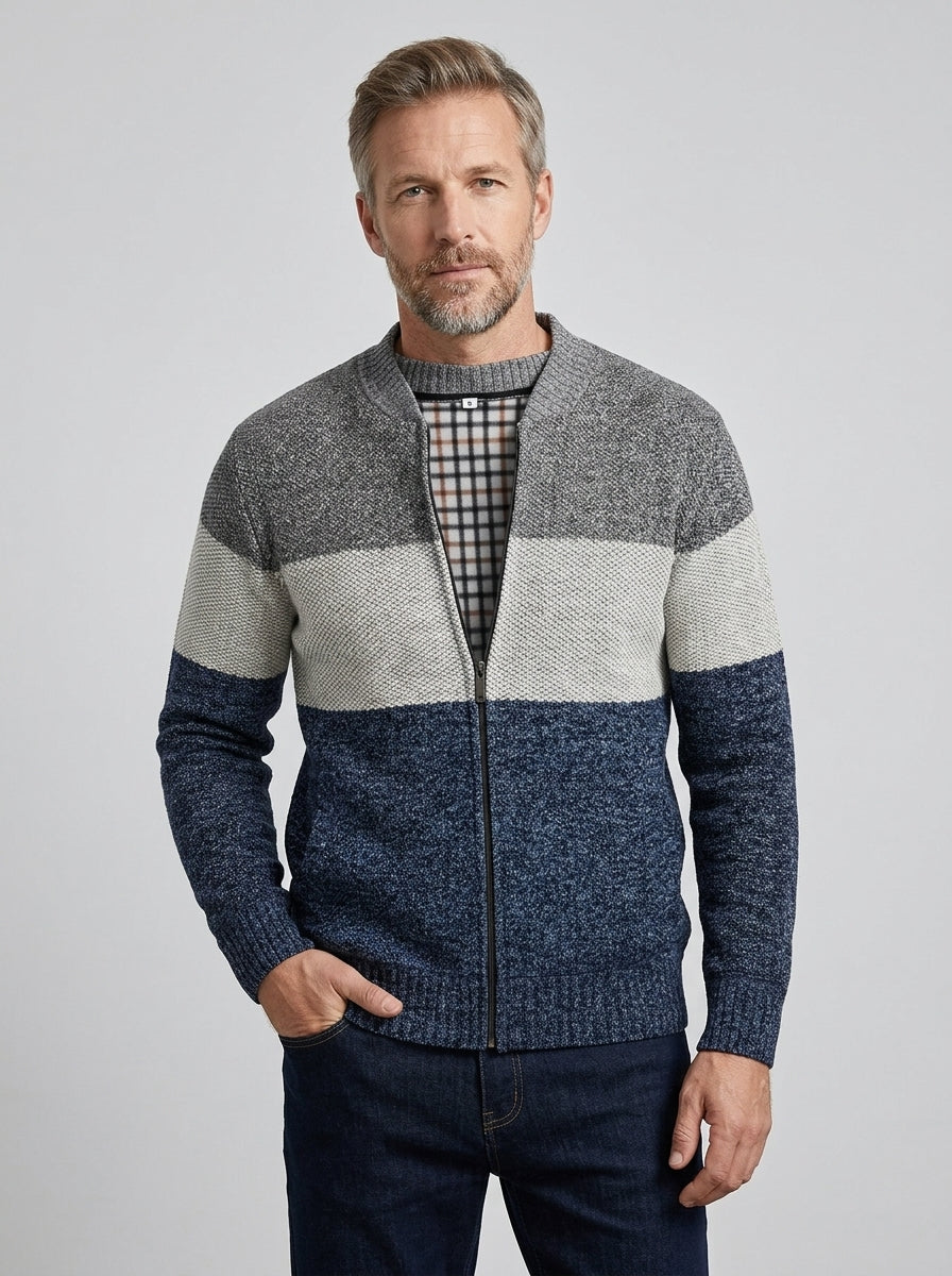 Caspian | Veste polaire à col montant pour homme – Motifs colorés, fermeture à glissière