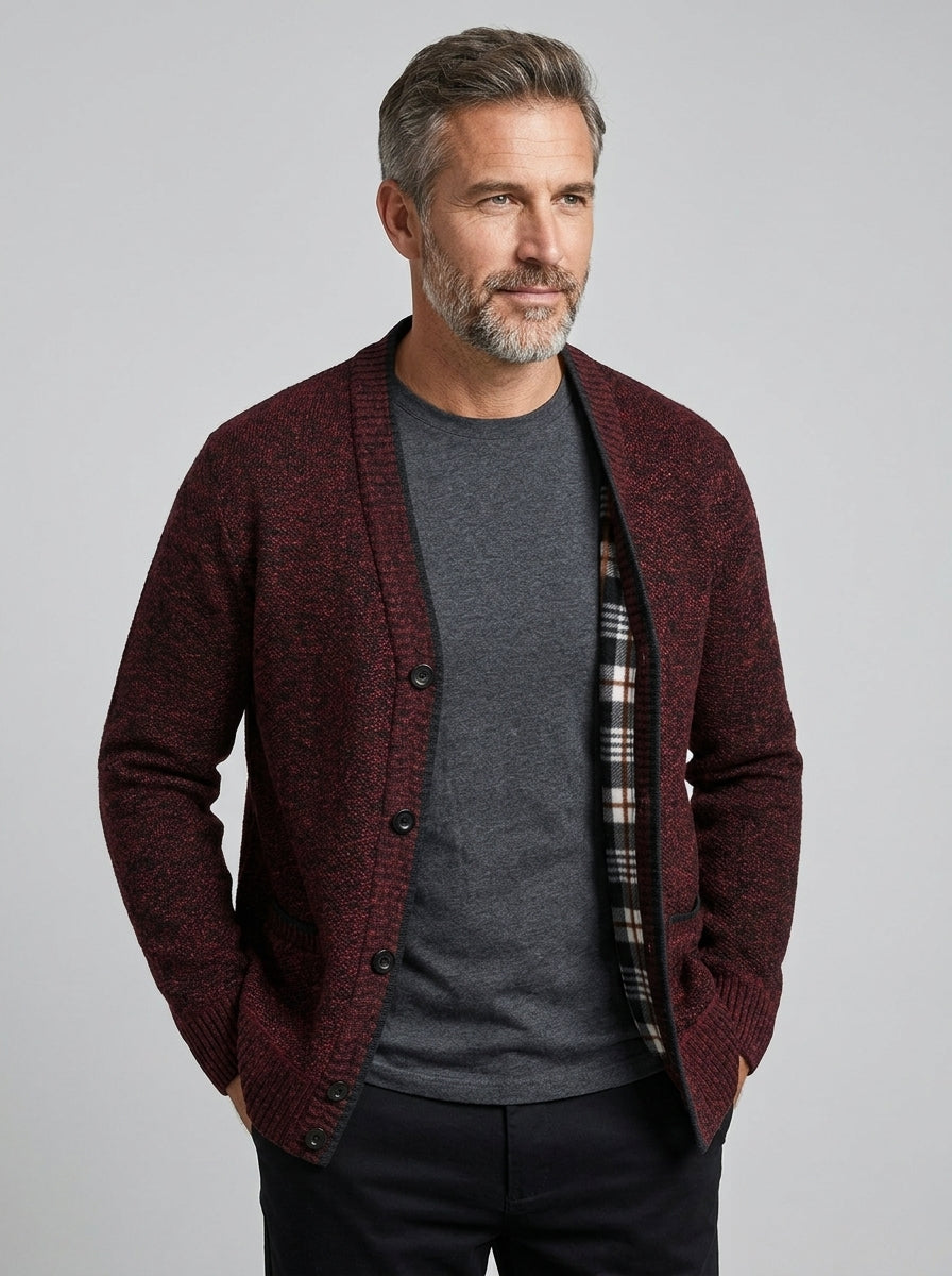 Luca | Cardigan en maille à col en V pour homme – manches longues, fermeture à boutons sur le devant, poches