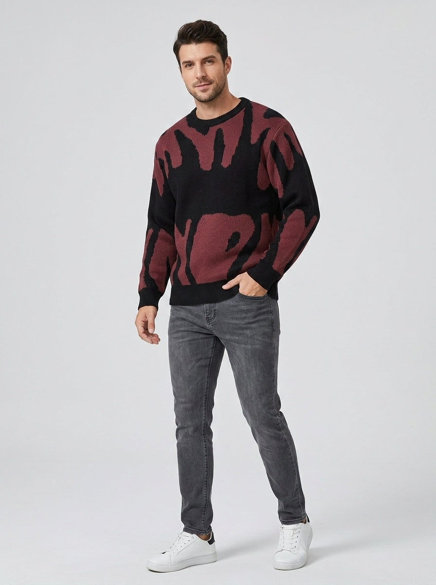 Rafferty | Pull en maille à lettres pour homme – col rond, coupe classique, pull décontracté