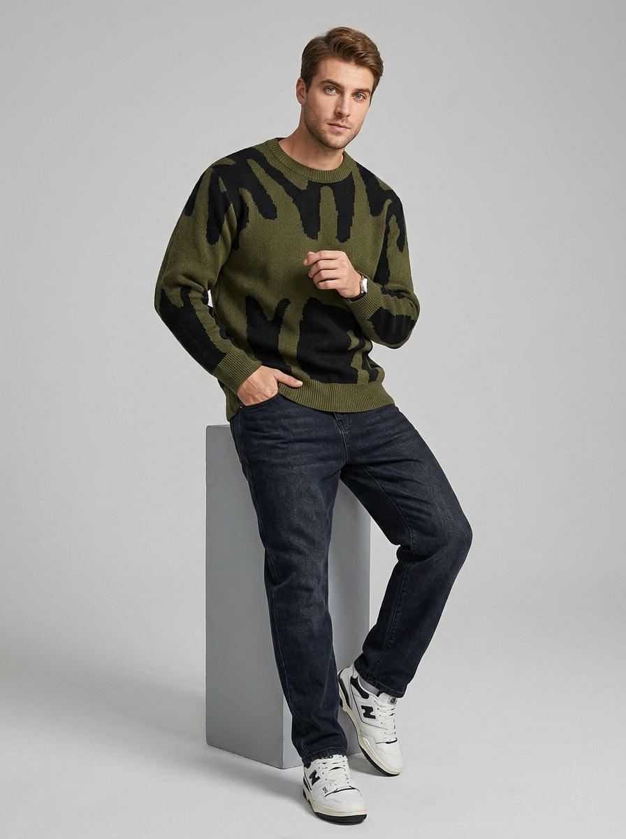 Rafferty | Pull en maille à lettres pour homme – col rond, coupe classique, pull décontracté