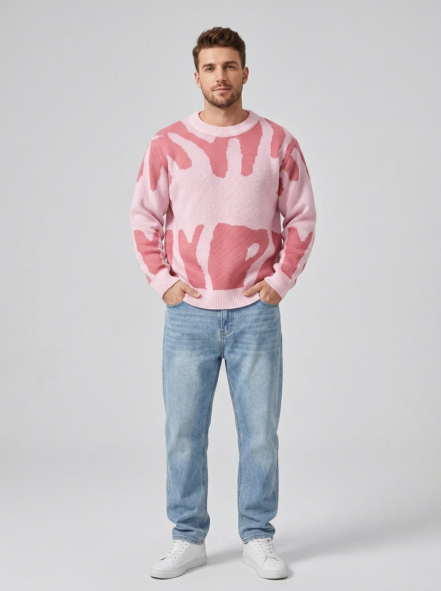 Rafferty | Pull en maille à lettres pour homme – col rond, coupe classique, pull décontracté