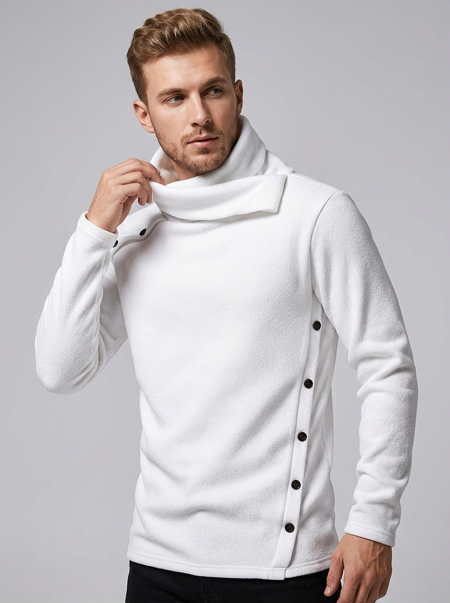 Arvid | Pull en maille texturée pour homme – Pull à col boutonné et manches longues