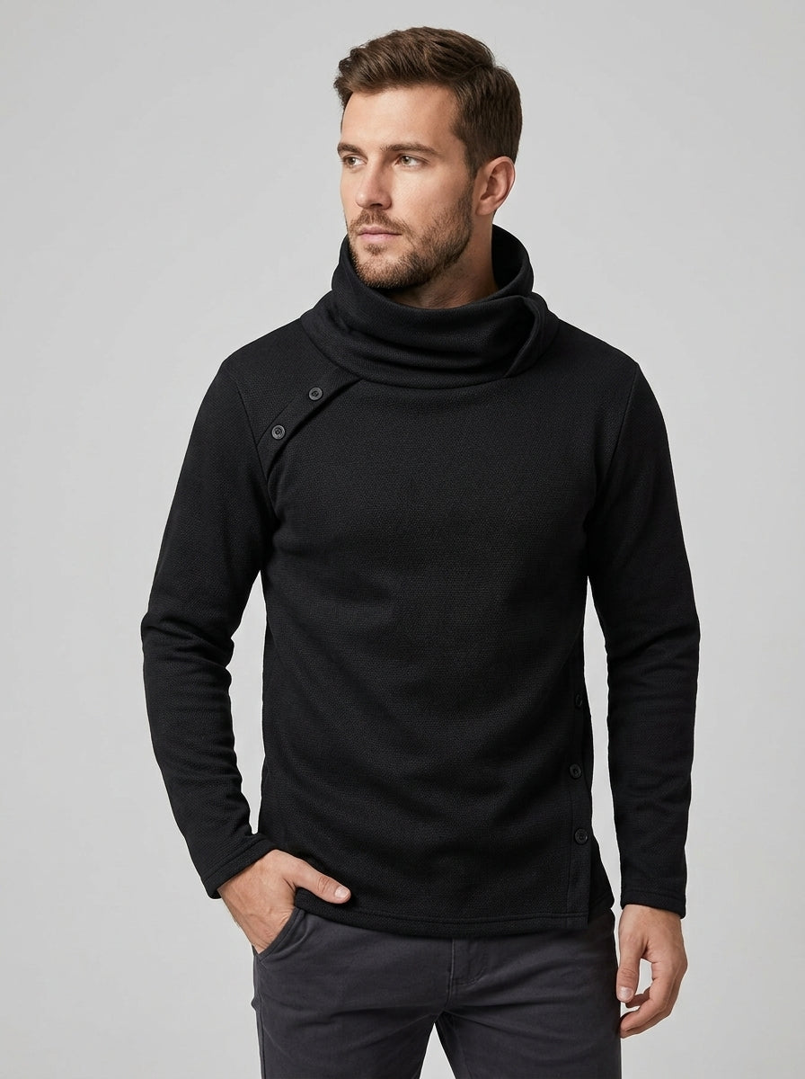 Arvid | Pull en maille texturée pour homme – Pull à col boutonné et manches longues