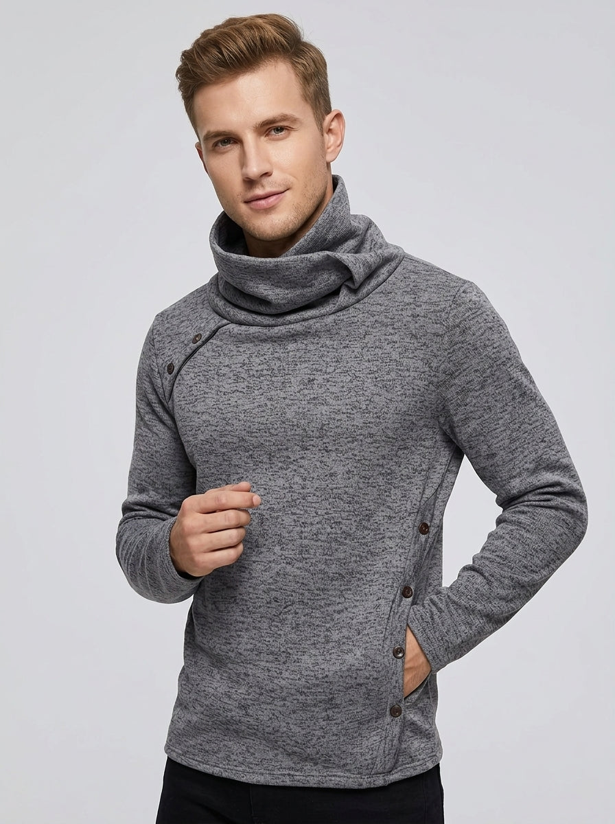 Arvid | Pull en maille texturée pour homme – Pull à col boutonné et manches longues