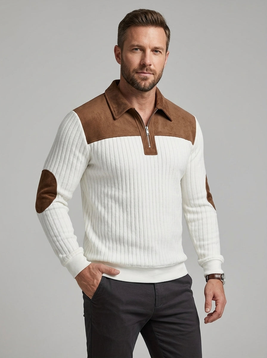 Avelisse | Pull en maille à blocs de couleur pour homme, avec col montant