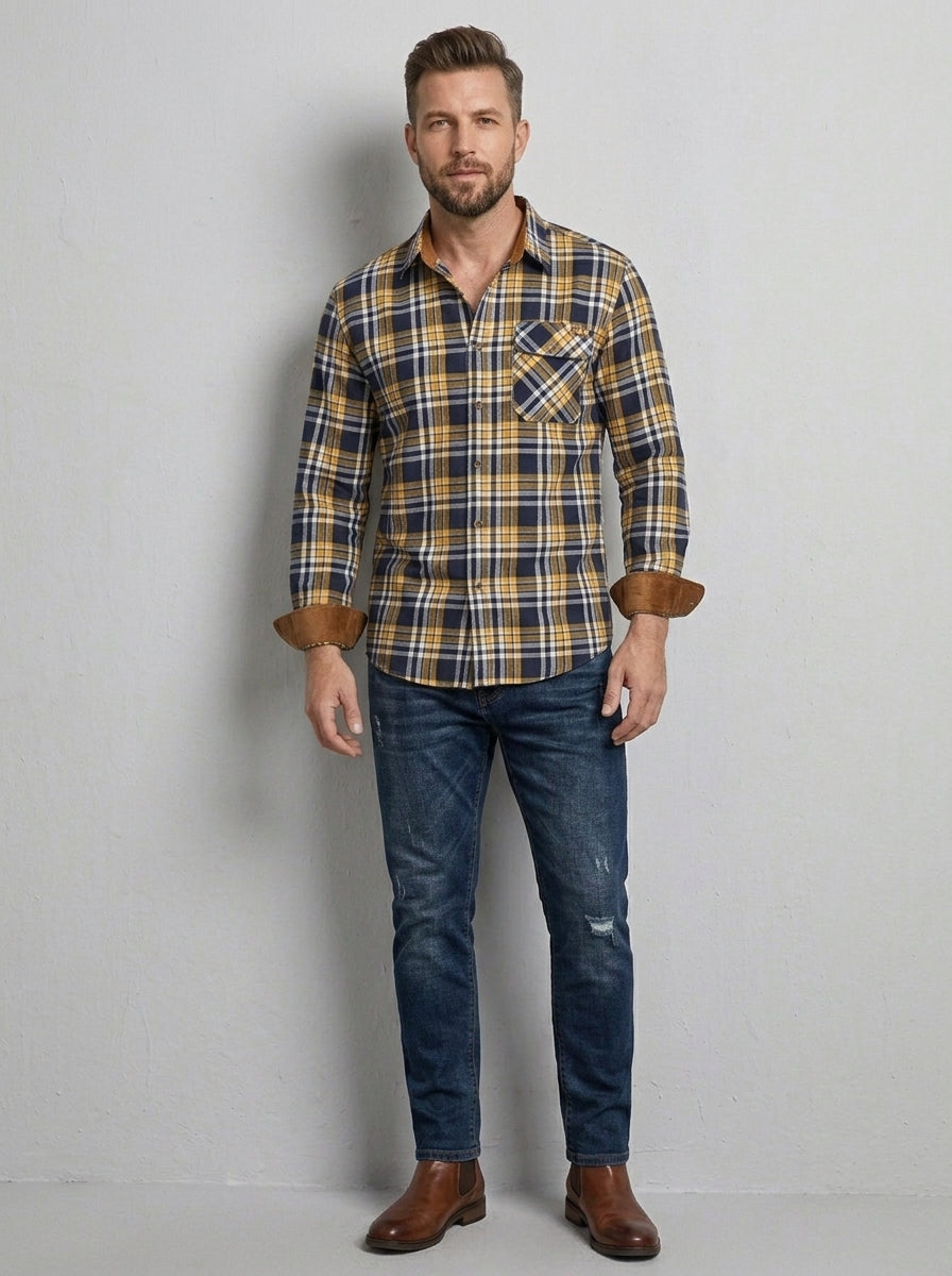 Baylor | Chemise en flanelle à carreaux bicolore pour homme