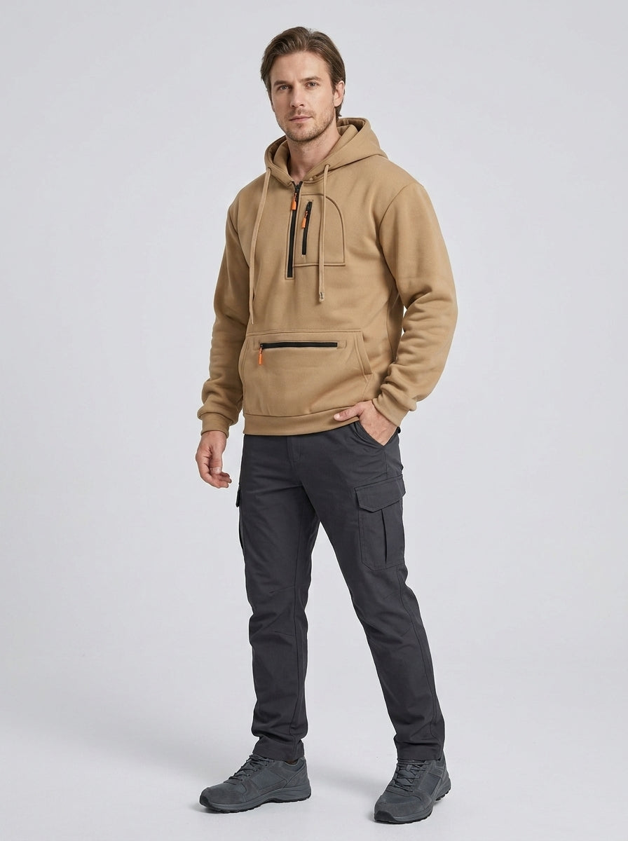 Elian | Pull à capuche jacquard pour homme – Demi-zip décontracté