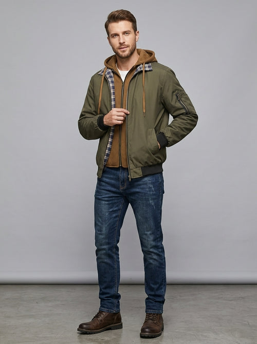 Alden | Veste à capuche à carreaux pour homme, veste décontractée zippée