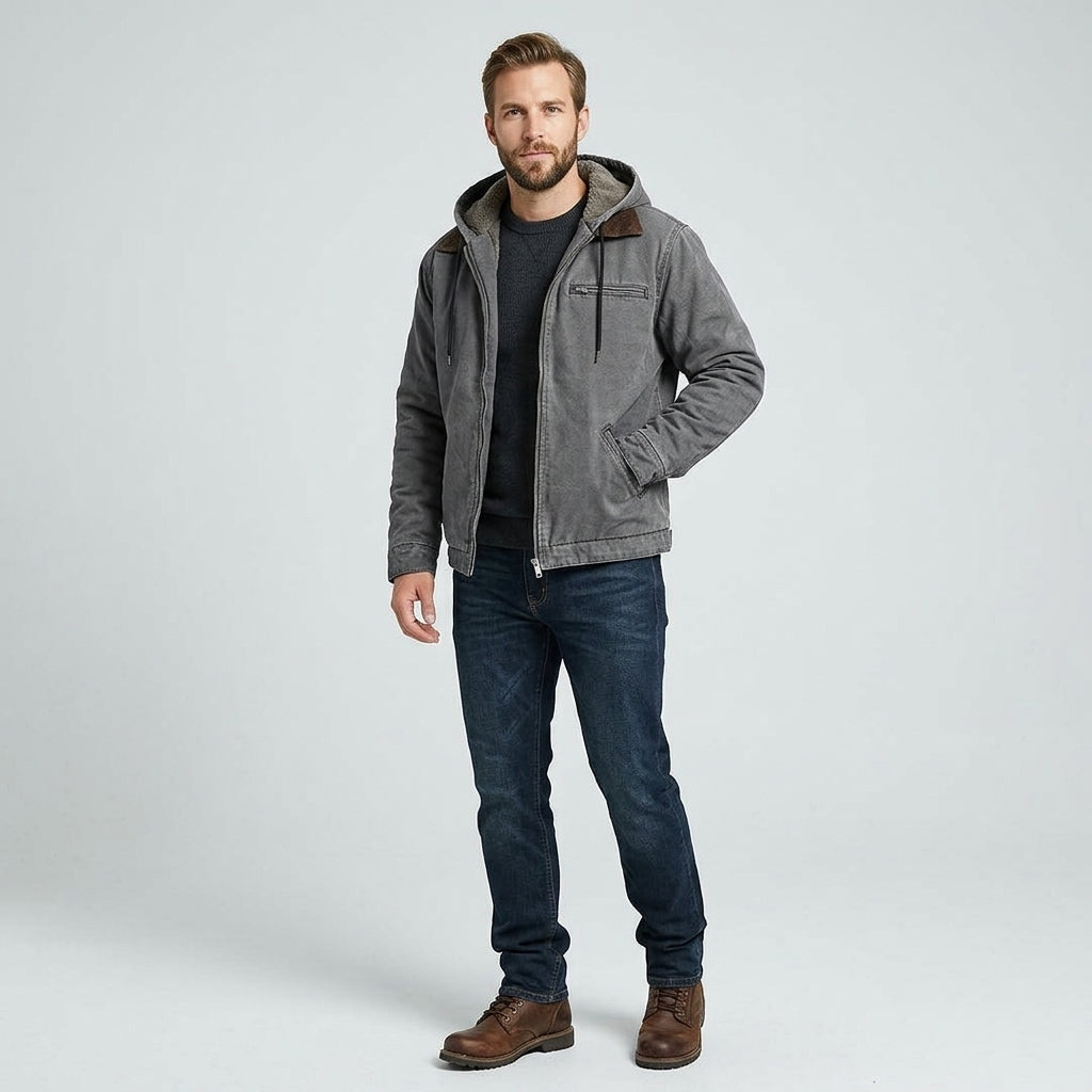 Aleron | Men’s Winter Jacket with Fleece Lining and Hood