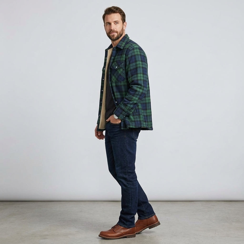 Jovan | Veste-chemise pour homme doublée en polaire à carreaux