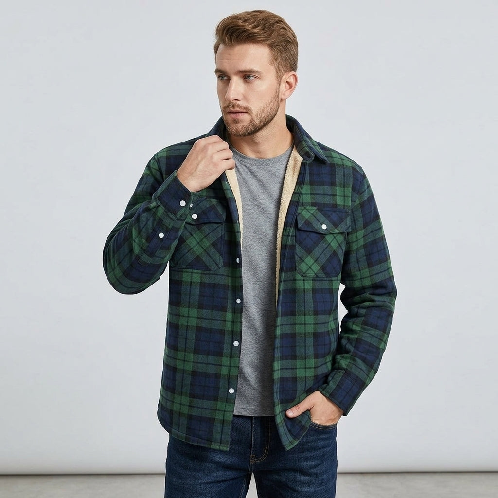 Jovan | Veste-chemise pour homme doublée en polaire à carreaux