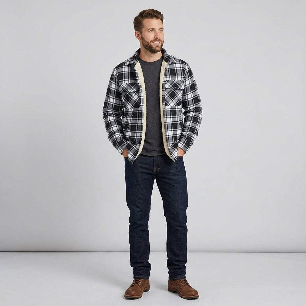 Jovan | Veste-chemise pour homme doublée en polaire à carreaux