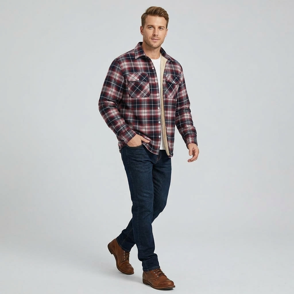Jovan | Veste-chemise pour homme doublée en polaire à carreaux