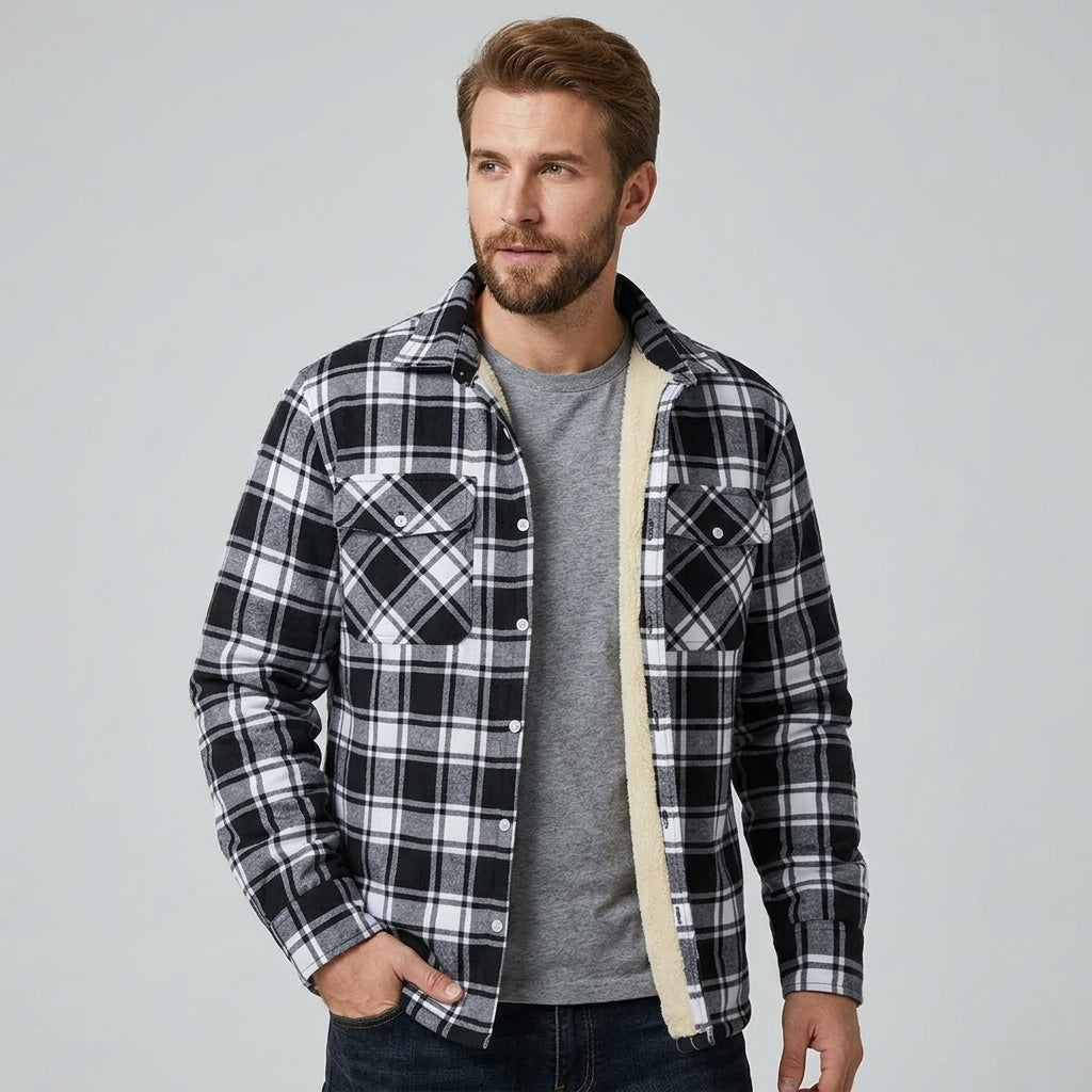 Jovan | Veste-chemise pour homme doublée en polaire à carreaux