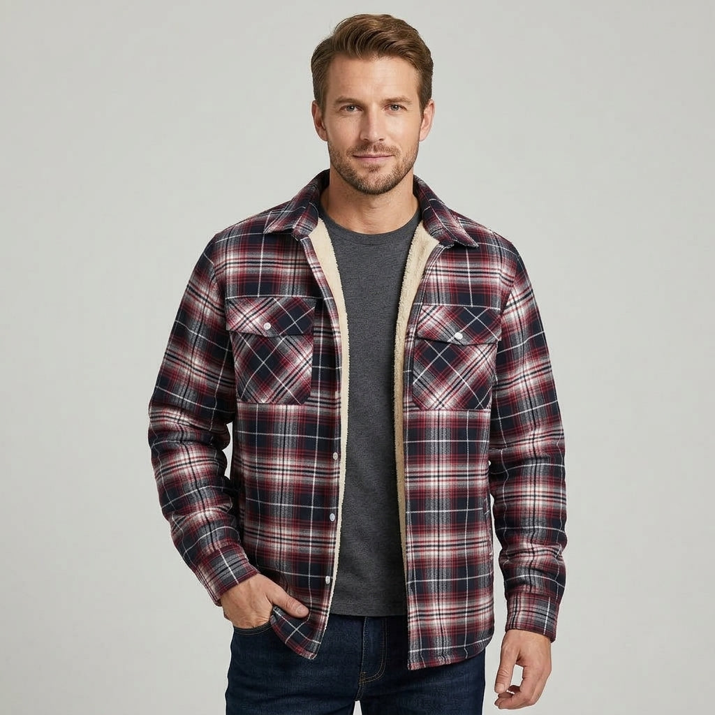 Jovan | Veste-chemise pour homme doublée en polaire à carreaux