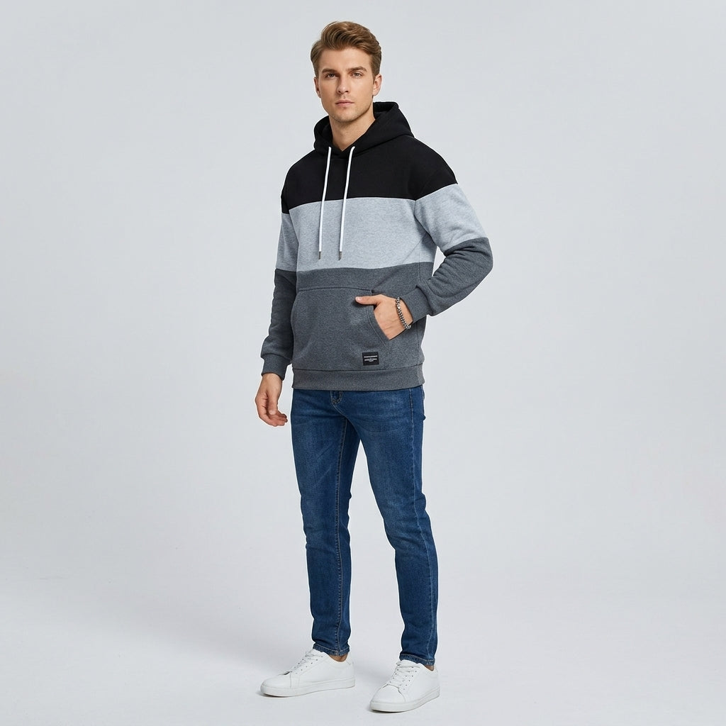 Mike | Sweat à capuche color block pour homme – Sweat décontracté à manches longues