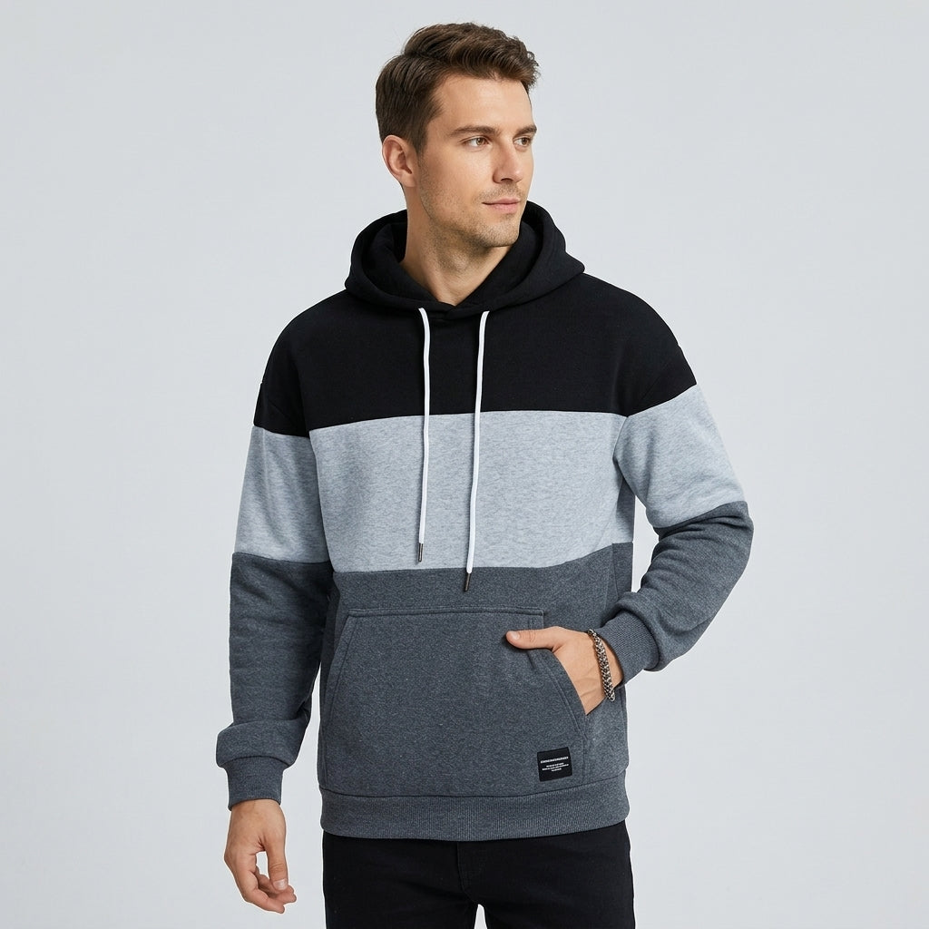 Mike | Sweat à capuche color block pour homme – Sweat décontracté à manches longues