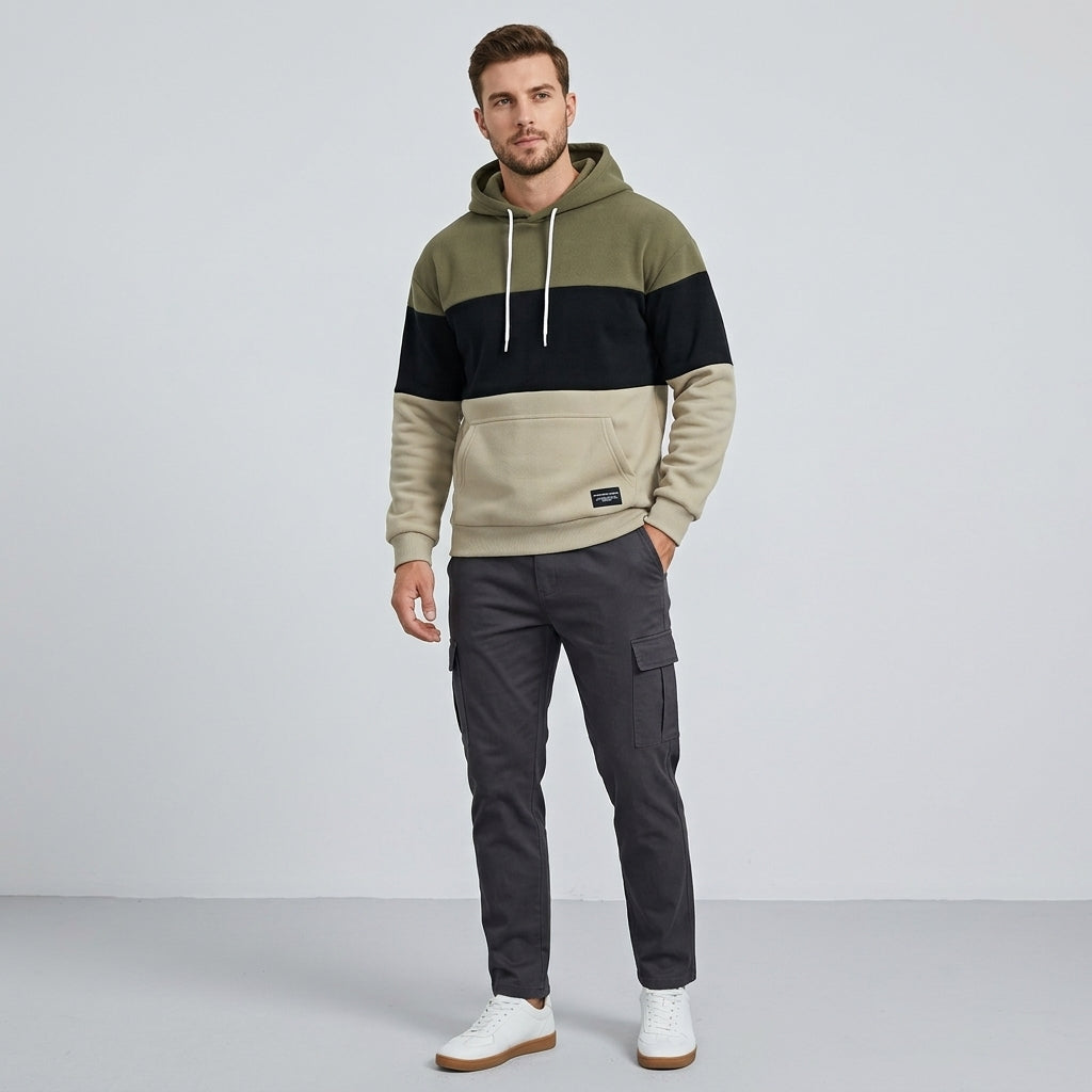 Mike | Sweat à capuche color block pour homme – Sweat décontracté à manches longues