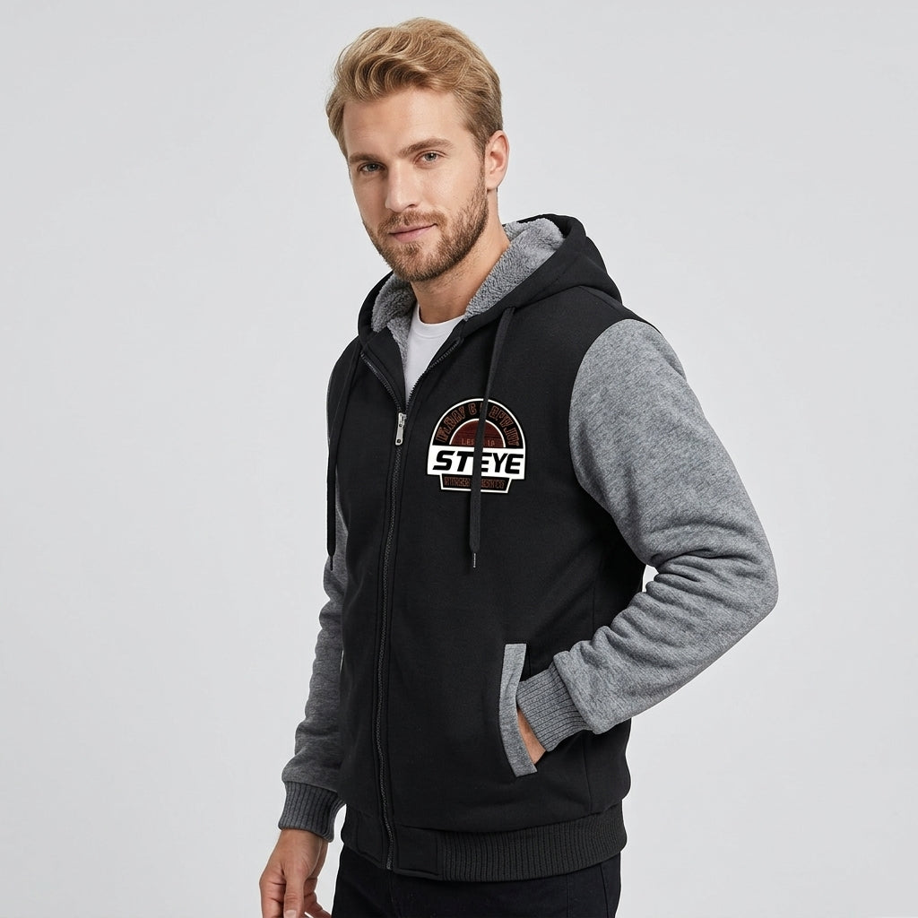Faelan | Veste polaire à capuche pour homme – Veste décontractée épaisse à fermeture éclair