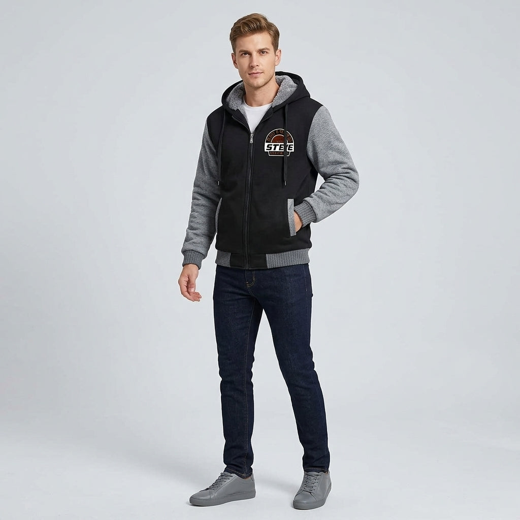 Faelan | Veste polaire à capuche pour homme – Veste décontractée épaisse à fermeture éclair