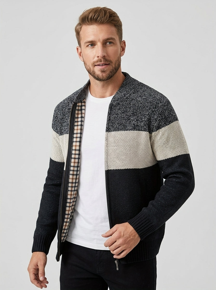 Caspian | Veste polaire à col montant pour homme – Motifs colorés, fermeture à glissière