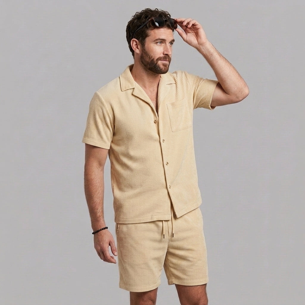 Bastien | Ensemble de vacances pour homme – Chemise à manches courtes respirante et short