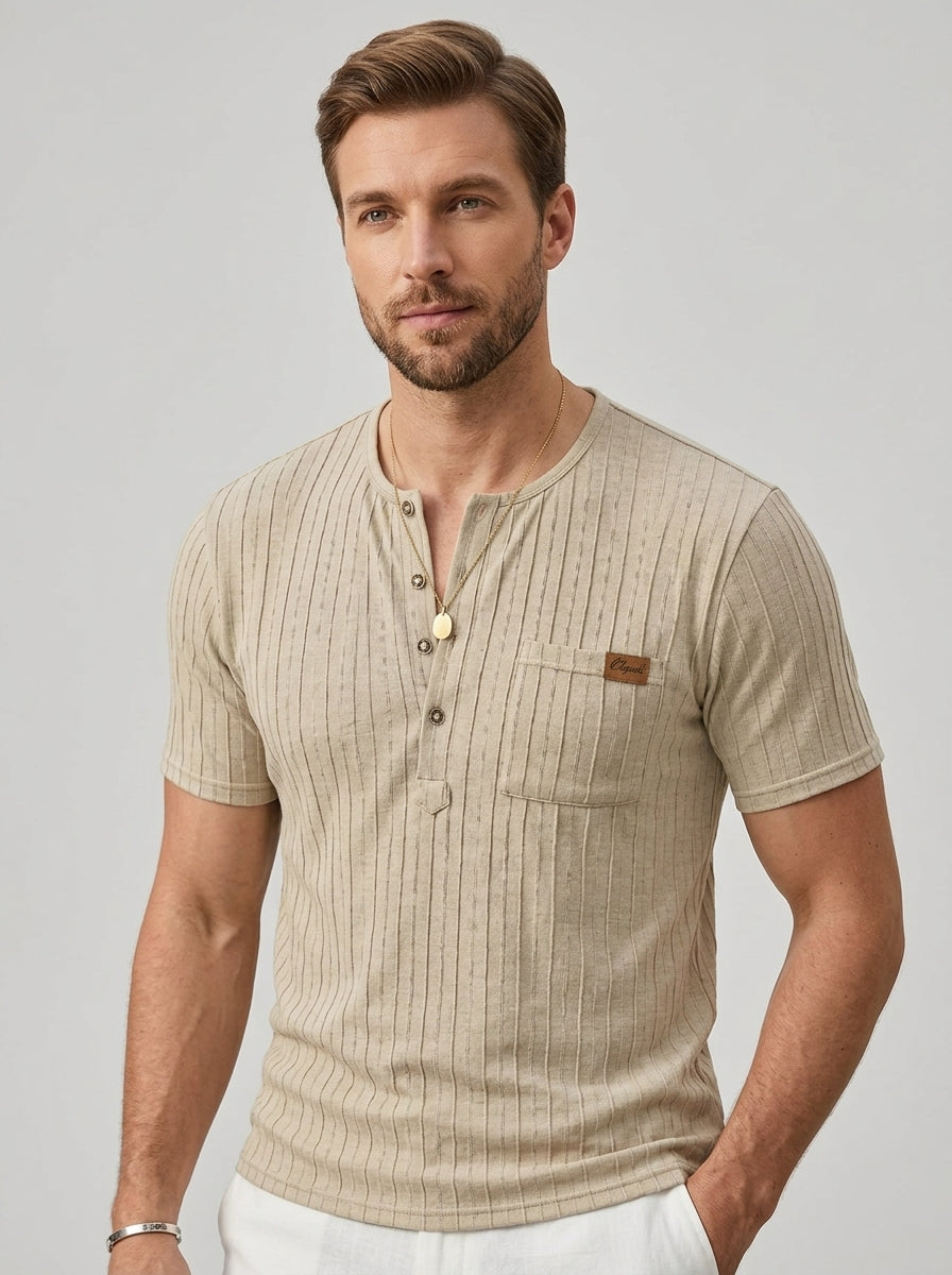 Hollis | T-shirt Henley pour homme – Haut décontracté à manches courtes, patte de boutonnage