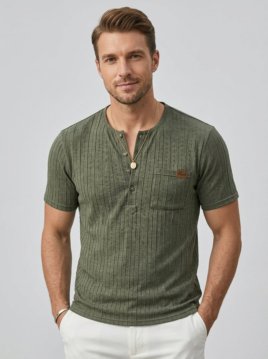 Hollis | T-shirt Henley pour homme – Haut décontracté à manches courtes, patte de boutonnage
