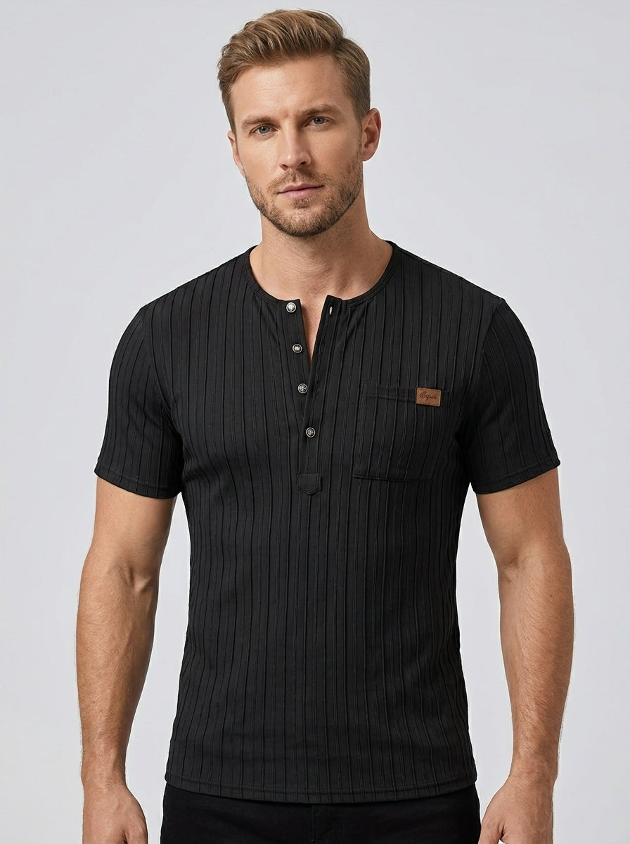 Hollis | T-shirt Henley pour homme – Haut décontracté à manches courtes, patte de boutonnage