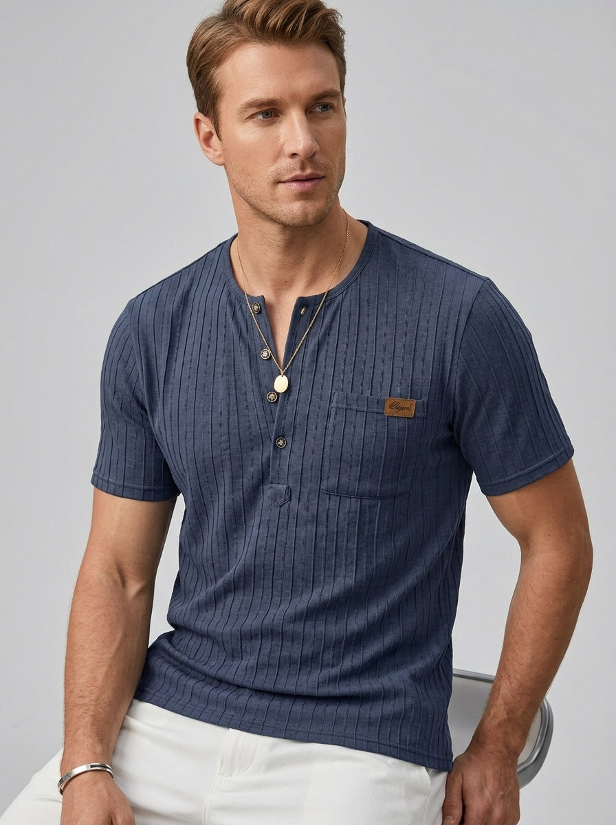 Hollis | T-shirt Henley pour homme – Haut décontracté à manches courtes, patte de boutonnage