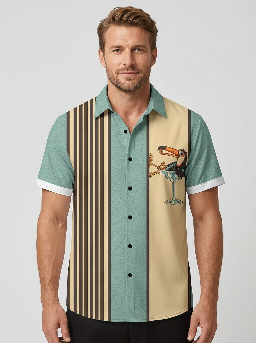Quinley | Chemise rétro imprimée pour homme – Haut décontracté léger à manches courtes