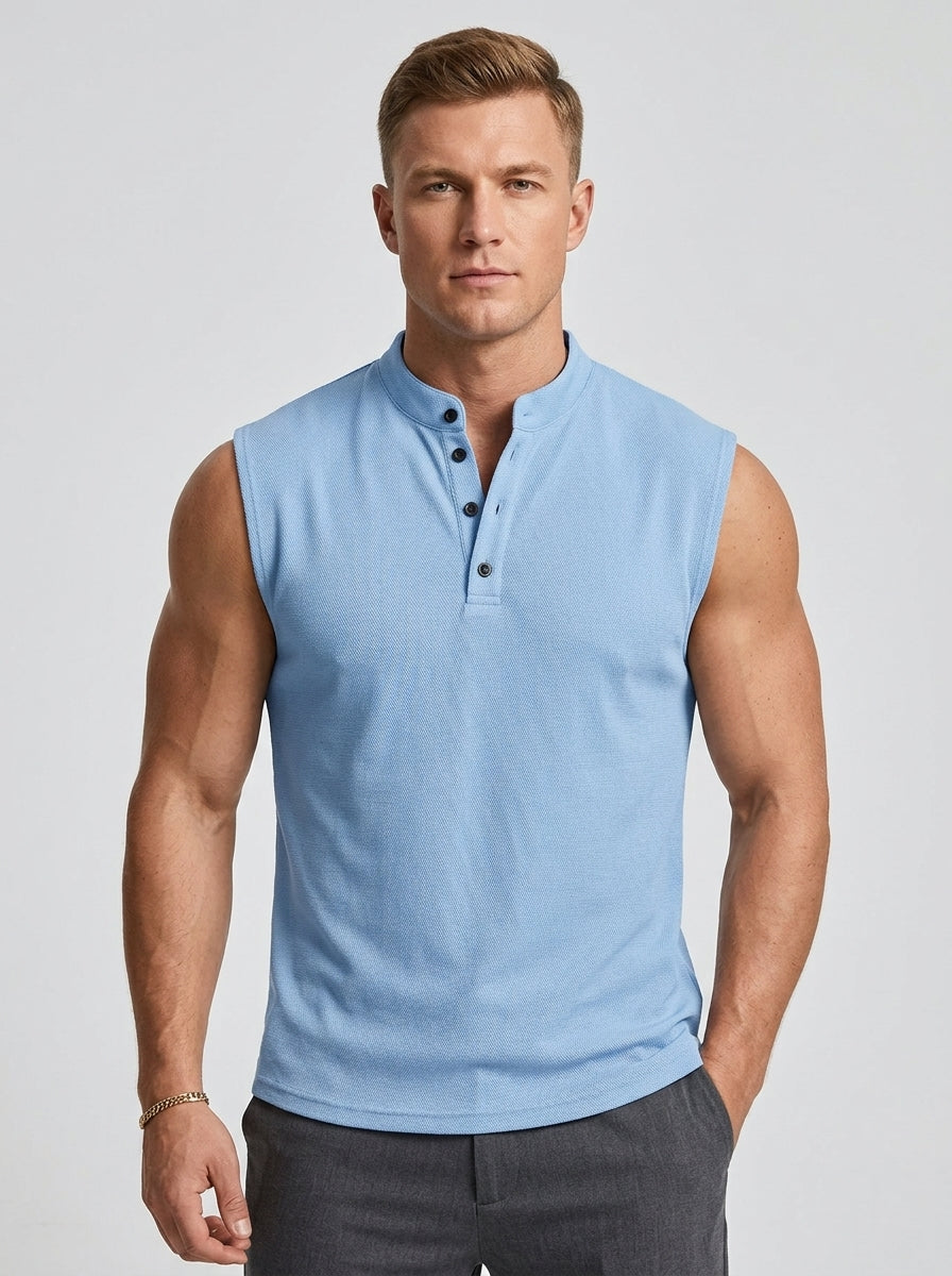 Augustin | Débardeur homme sans manches avec col – Chemise de sport légère et respirante