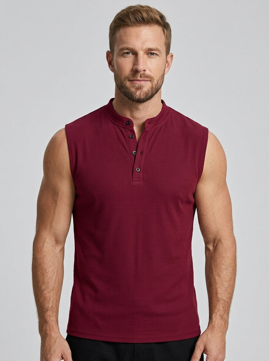 Augustin | Débardeur homme sans manches avec col – Chemise de sport légère et respirante