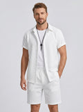 Basile | Ensemble Homme 2 Pièces Chemise & Short – Chemise Boutonnée Manches Courtes avec Short Assorti Décontracté