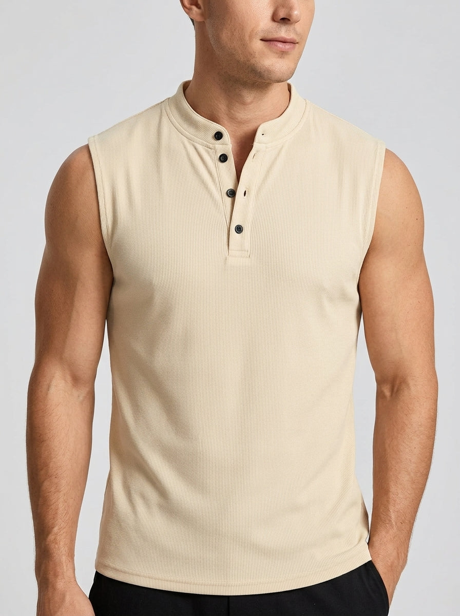 Augustin | Débardeur homme sans manches avec col – Chemise de sport légère et respirante