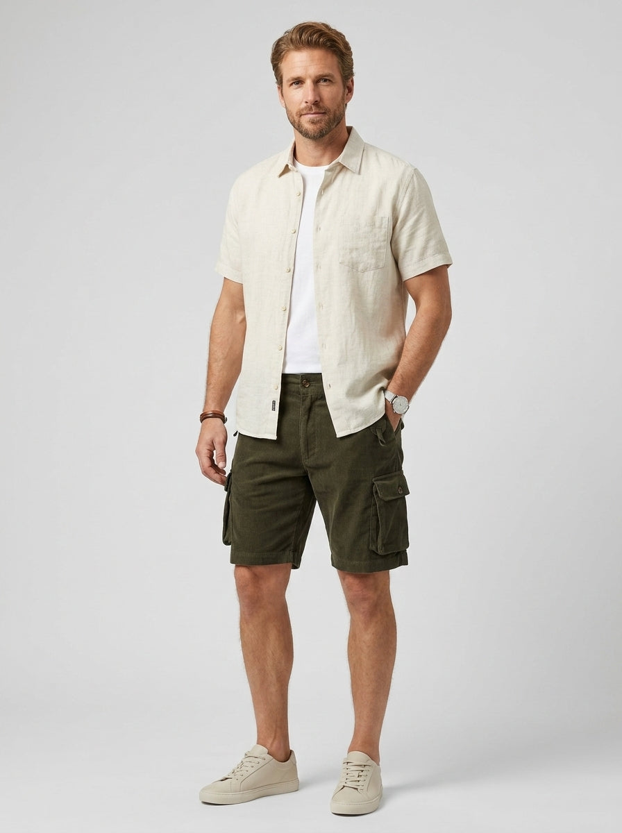 Pascal | Short cargo homme en velours côtelé – Short décontracté utilitaire avec poches