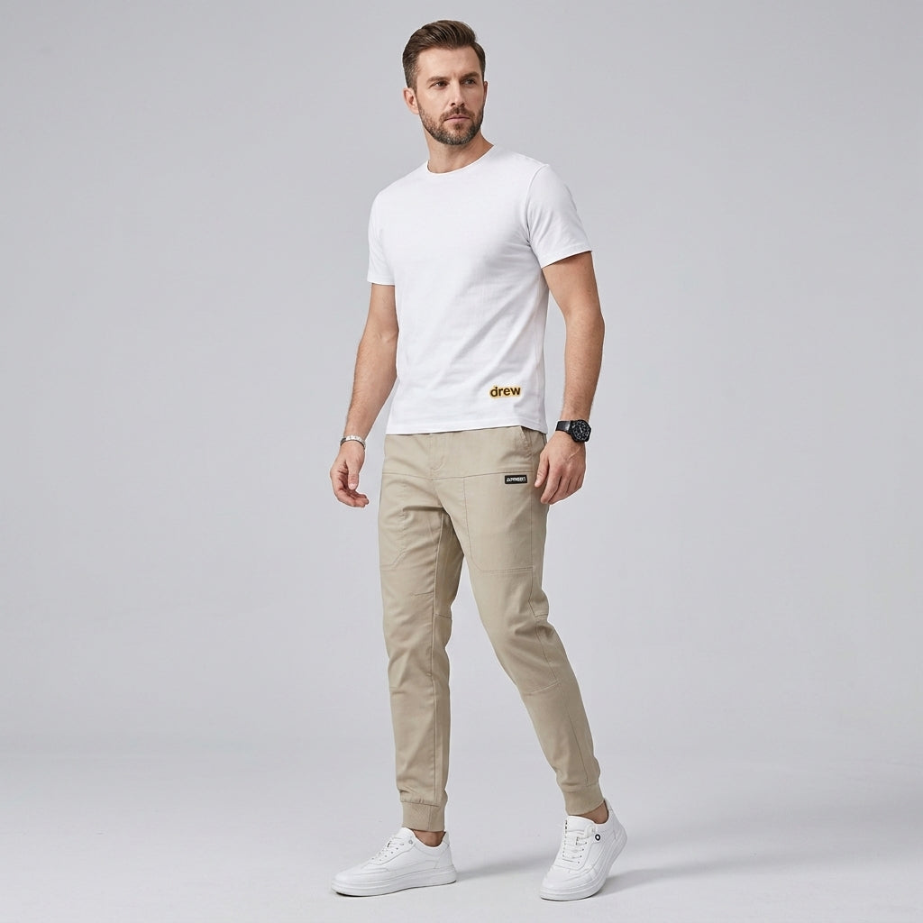 Damien | Pantalon cargo haut de gamme pour homme – Coton extensible, taille élastiquée
